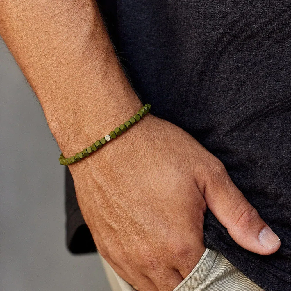 Mens Coated Stretch Bracelet in Olive by Pura Vida