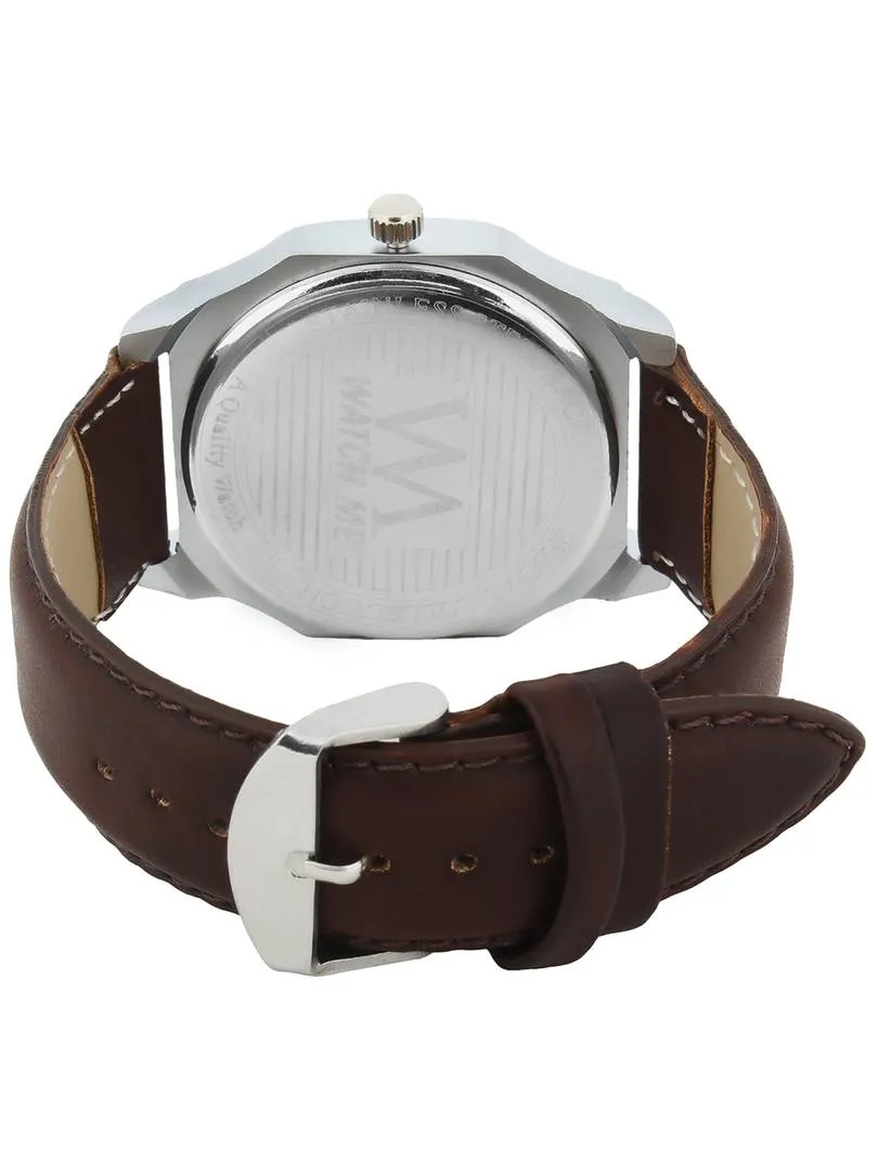 Men's Stylish Maroon Synthetic Leather Analog Watches