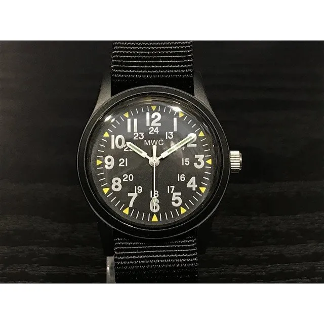 MWC Classic 1960s/70s Pattern Black Vietnam Watch on Matching Webbing Strap