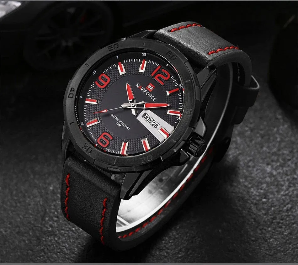 New Brand Men Leather Strap Sports Watches Men's Quartz Clock Man Army Military Fashion Casual Waterproof Wrist Watch