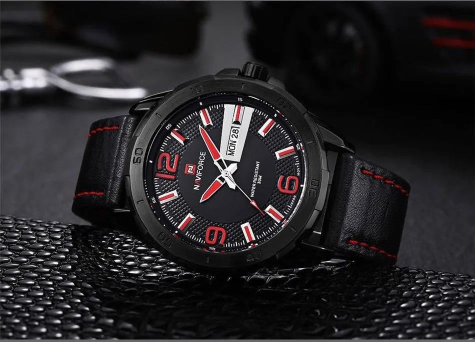 New Brand Men Leather Strap Sports Watches Men's Quartz Clock Man Army Military Fashion Casual Waterproof Wrist Watch