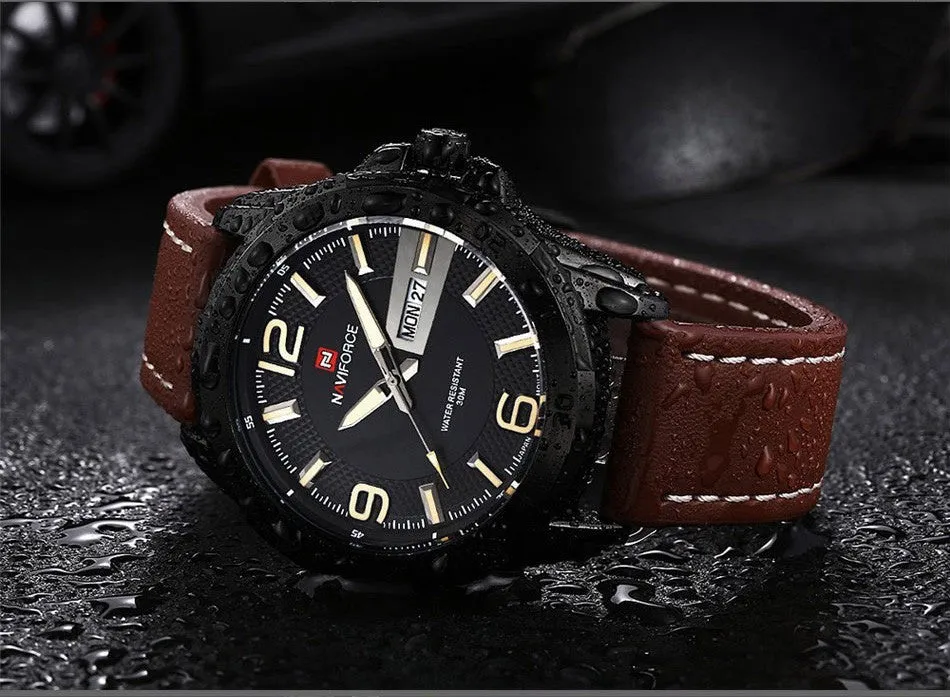 New Brand Men Leather Strap Sports Watches Men's Quartz Clock Man Army Military Fashion Casual Waterproof Wrist Watch