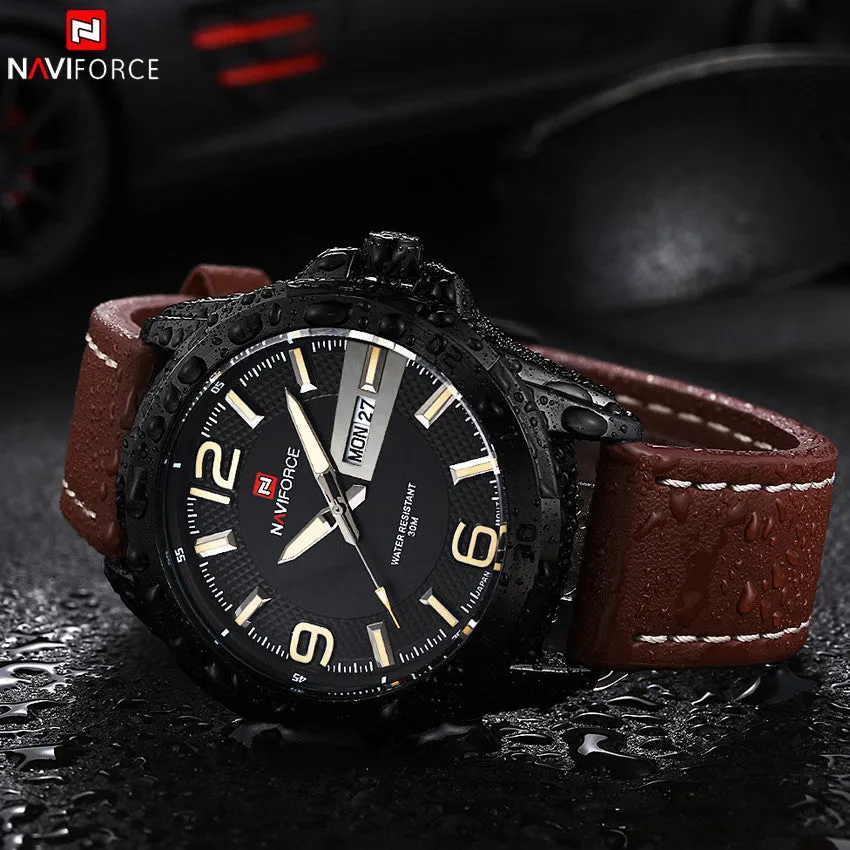 New Brand Men Leather Strap Sports Watches Men's Quartz Clock Man Army Military Fashion Casual Waterproof Wrist Watch