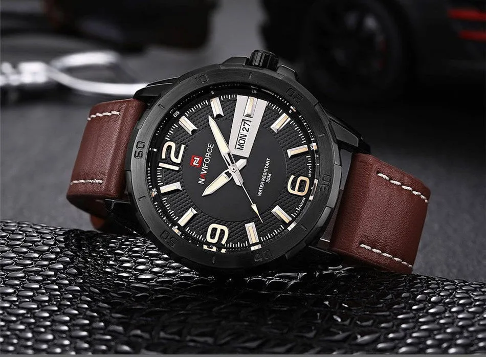 New Brand Men Leather Strap Sports Watches Men's Quartz Clock Man Army Military Fashion Casual Waterproof Wrist Watch