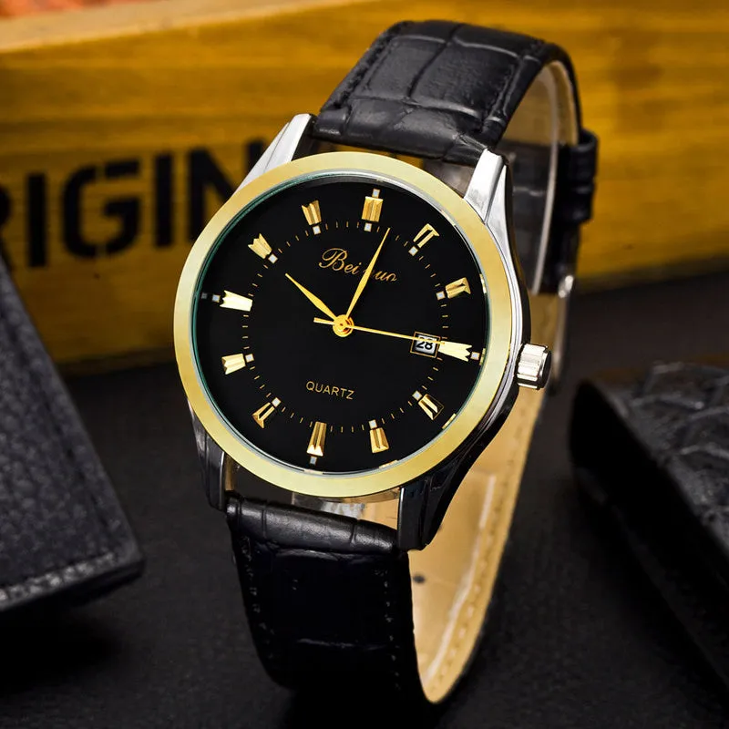 New Fashion Men Quartz Watches Sports Military Wristwatch PU Leather Strap Watch Casual Business Watch Male Relogio