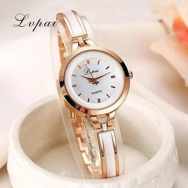 New Lvpai Fashion 2017 Luxury Rhinestone Watches Women Stainless Steel Quartz Watch For Ladies Dress Watch Gold Bracelet Clock