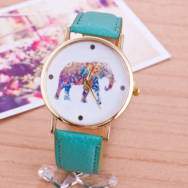 New Style Fashion Casual Watch Elephant Quartz Wristwatch PU Leather strap watch Women Relogio Clock hours gift