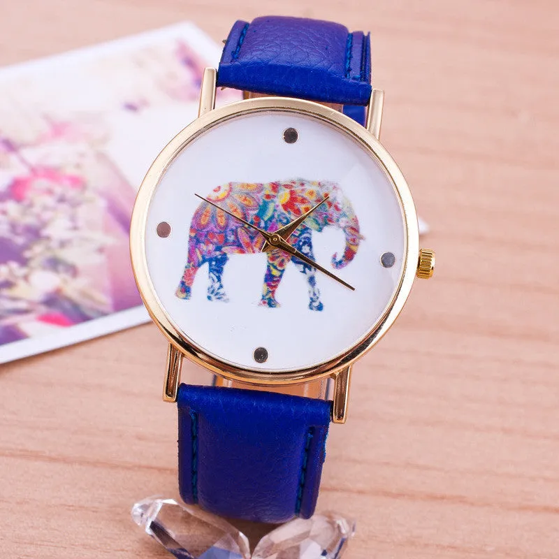 New Style Fashion Casual Watch Elephant Quartz Wristwatch PU Leather strap watch Women Relogio Clock hours gift