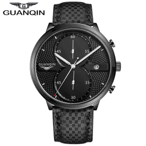 Newest Arrival 2016 GUANQIN Watches Men Luxury Top Brand Full Black Sport Quartz Watch Men Wrist Watch With Stopwatch