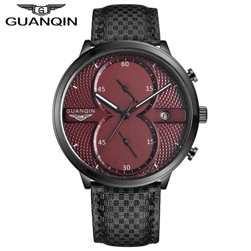 Newest Arrival 2016 GUANQIN Watches Men Luxury Top Brand Full Black Sport Quartz Watch Men Wrist Watch With Stopwatch