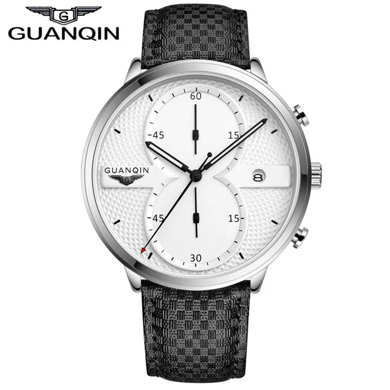 Newest Arrival 2016 GUANQIN Watches Men Luxury Top Brand Full Black Sport Quartz Watch Men Wrist Watch With Stopwatch