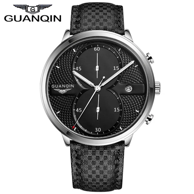 Newest Arrival 2016 GUANQIN Watches Men Luxury Top Brand Full Black Sport Quartz Watch Men Wrist Watch With Stopwatch