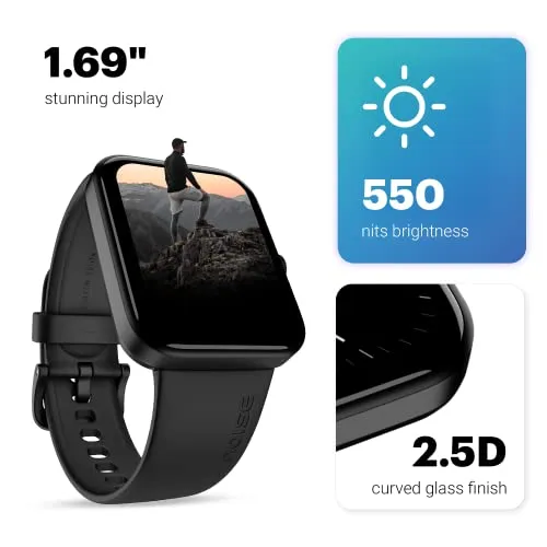 Noise Pulse Go Buzz Smart Watch with Advanced Bluetooth Calling, 1.69" TFT Display, SpO2, 100 Sports Mode with Auto Detection, Upto 7 Days Battery (2 Days with Heavy Calling) - Jet Black