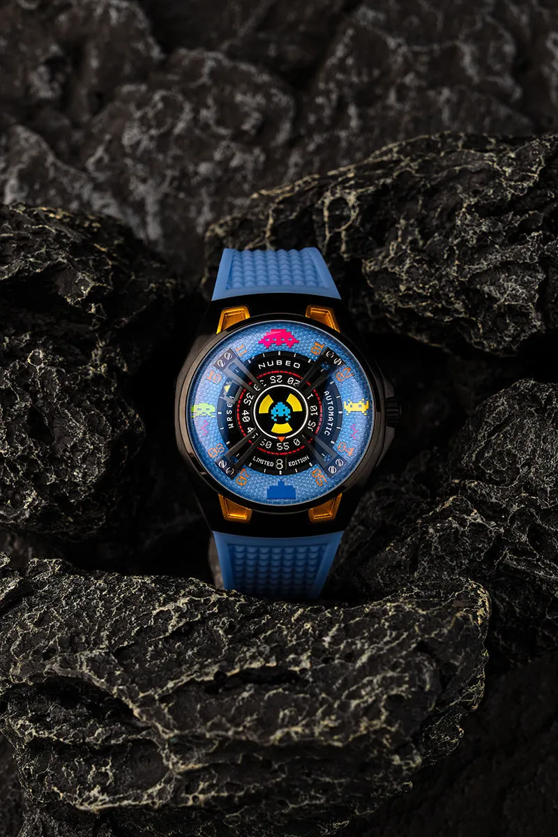 Nubeo OAO Automatic Space Invaders Limited Edition Cosmic Blue Men's Watch NB-6099-SI-03