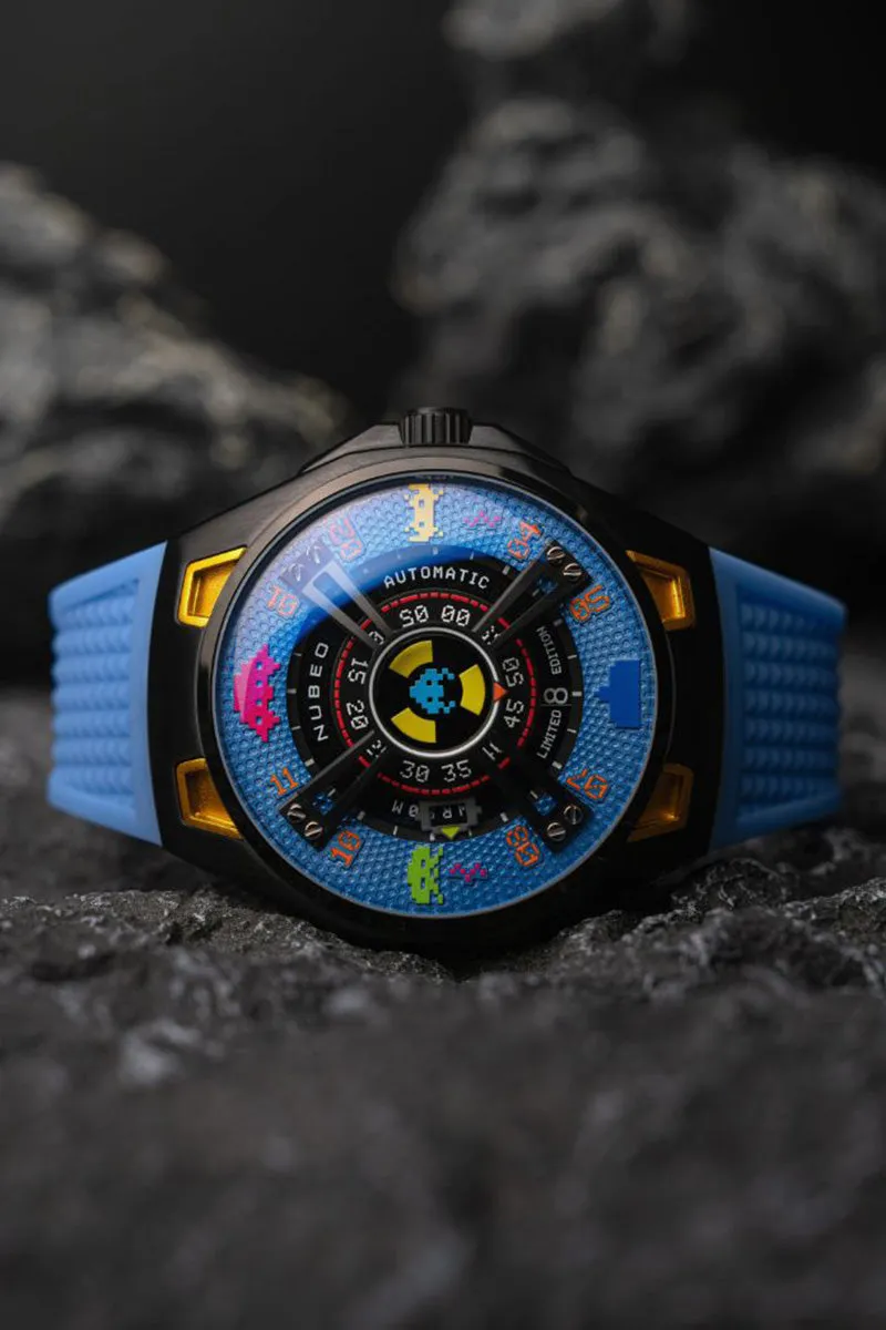 Nubeo OAO Automatic Space Invaders Limited Edition Cosmic Blue Men's Watch NB-6099-SI-03