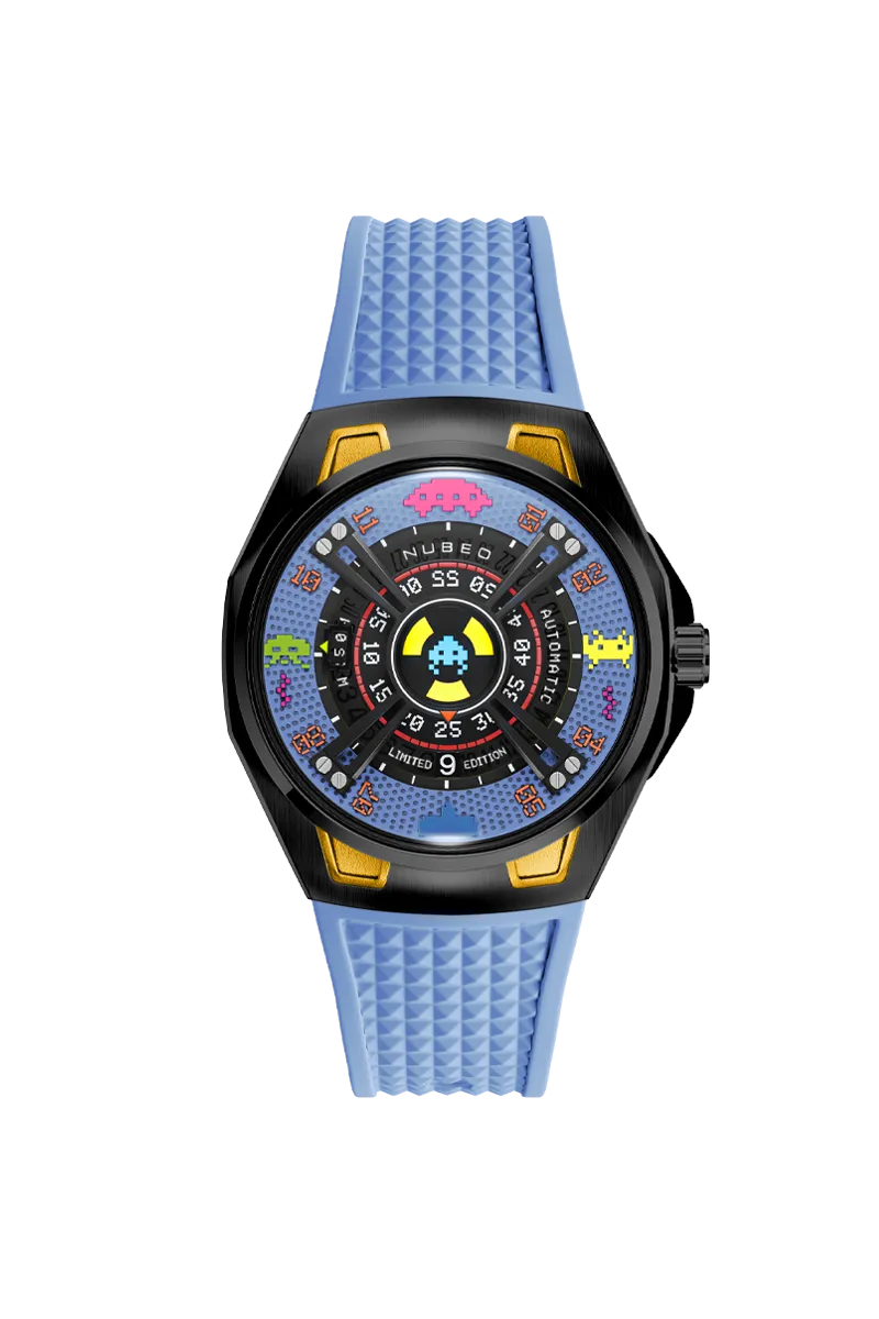 Nubeo OAO Automatic Space Invaders Limited Edition Cosmic Blue Men's Watch NB-6099-SI-03