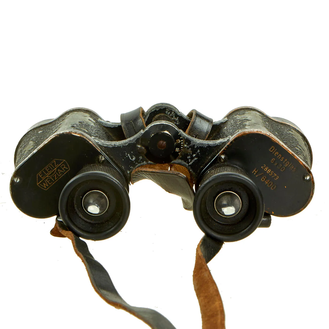 Original German WWII Afrika Korps Ernst Leitz Wetzlar 6x30 Dienstglas Binoculars with Bakelite Case