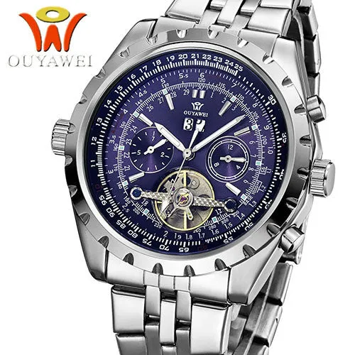 Original OUYAWEI Brand mechanical hand wind watch luxury brand FASHION for men Sport casual men Wristwatches