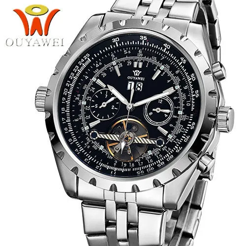 Original OUYAWEI Brand mechanical hand wind watch luxury brand FASHION for men Sport casual men Wristwatches