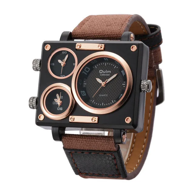 Oulm Fabric Strap Male Square Watch Mens Watches Top Brand Luxury Watches Famous Brand Designer Clock Casual Man