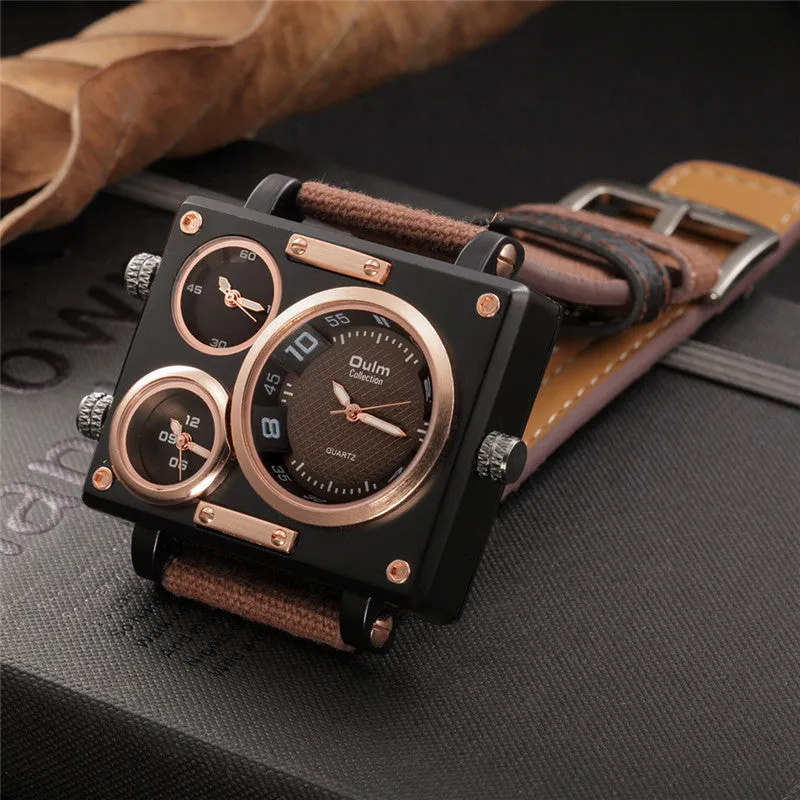 Oulm Fabric Strap Male Square Watch Mens Watches Top Brand Luxury Watches Famous Brand Designer Clock Casual Man