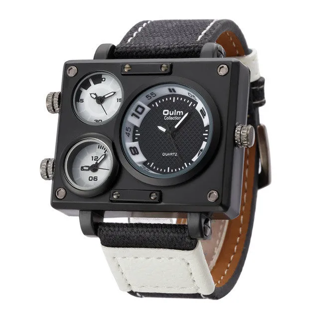 Oulm Fabric Strap Male Square Watch Mens Watches Top Brand Luxury Watches Famous Brand Designer Clock Casual Man