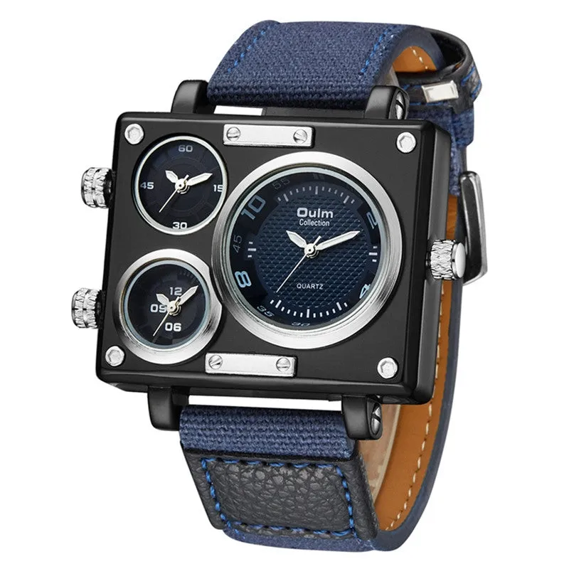 Oulm Fabric Strap Male Square Watch Mens Watches Top Brand Luxury Watches Famous Brand Designer Clock Casual Man