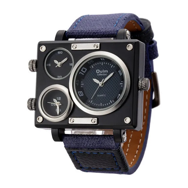 Oulm Fabric Strap Male Square Watch Mens Watches Top Brand Luxury Watches Famous Brand Designer Clock Casual Man