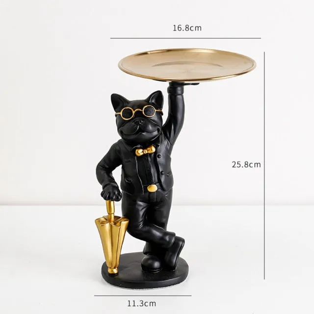 "Frenchie the waiter" Statue trays by Style's Bug