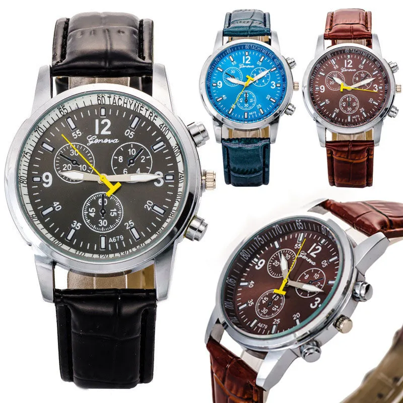 Relogio masculino Luxury PU Leather Watches Men Quartz Watch Military wristwatch for Men Hour Clock relojes hombre