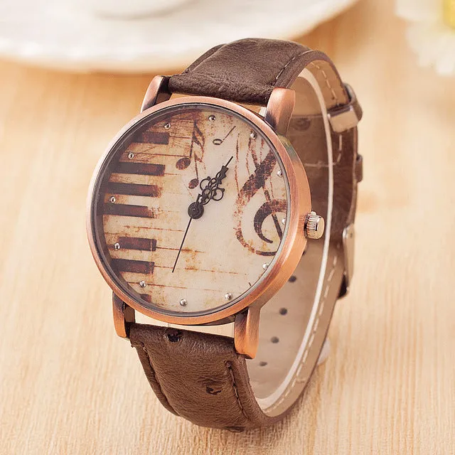 Sale Piano Musical Notation Retro Casual Quartz Watch Female PU Leather Women Watches Wholesale Relogio Feminino Drop-Shipping