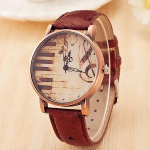 Sale Piano Musical Notation Retro Casual Quartz Watch Female PU Leather Women Watches Wholesale Relogio Feminino Drop-Shipping