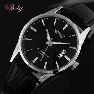 shsby HOT Sell Quartz Business Men's Watches,Men's Military Watches,Men's Leather Strap Sports Watches