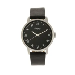 Simplify The 4200 Leather-Band Watch - Black