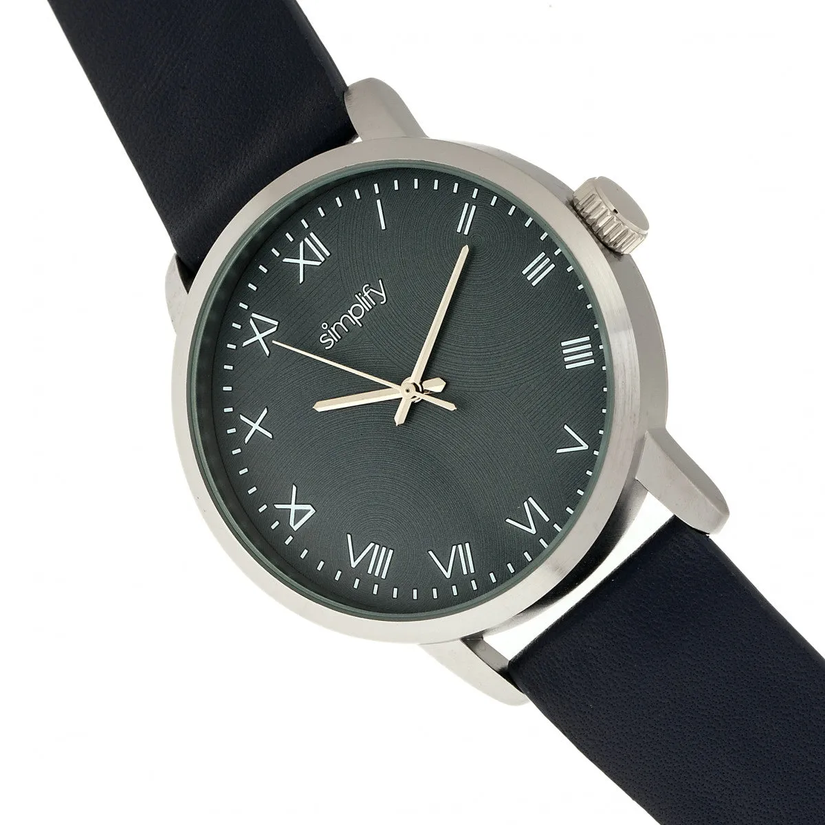 Simplify The 4200 Leather-Band Watch - Navy