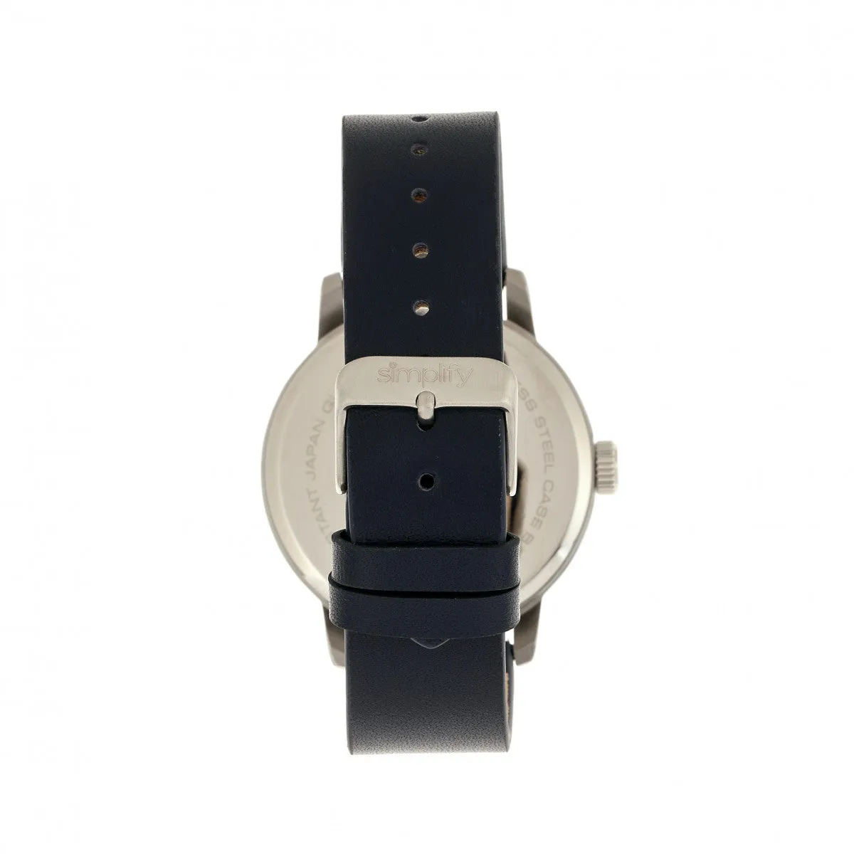 Simplify The 4200 Leather-Band Watch - Navy