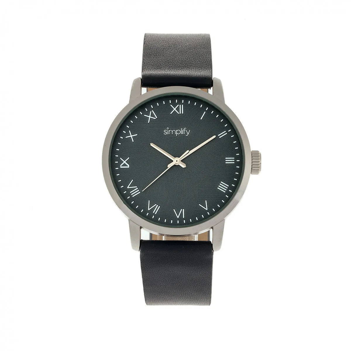 Simplify The 4200 Leather-Band Watch - Navy