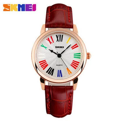 Skmei Famous Brand Watches Women Fashion Retro Luxury Clock Female Casual Ladies Leather Strap Quartz Watch Women Wristwatches