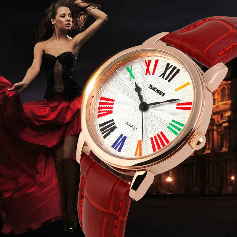 Skmei Famous Brand Watches Women Fashion Retro Luxury Clock Female Casual Ladies Leather Strap Quartz Watch Women Wristwatches