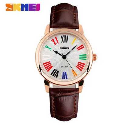 Skmei Famous Brand Watches Women Fashion Retro Luxury Clock Female Casual Ladies Leather Strap Quartz Watch Women Wristwatches