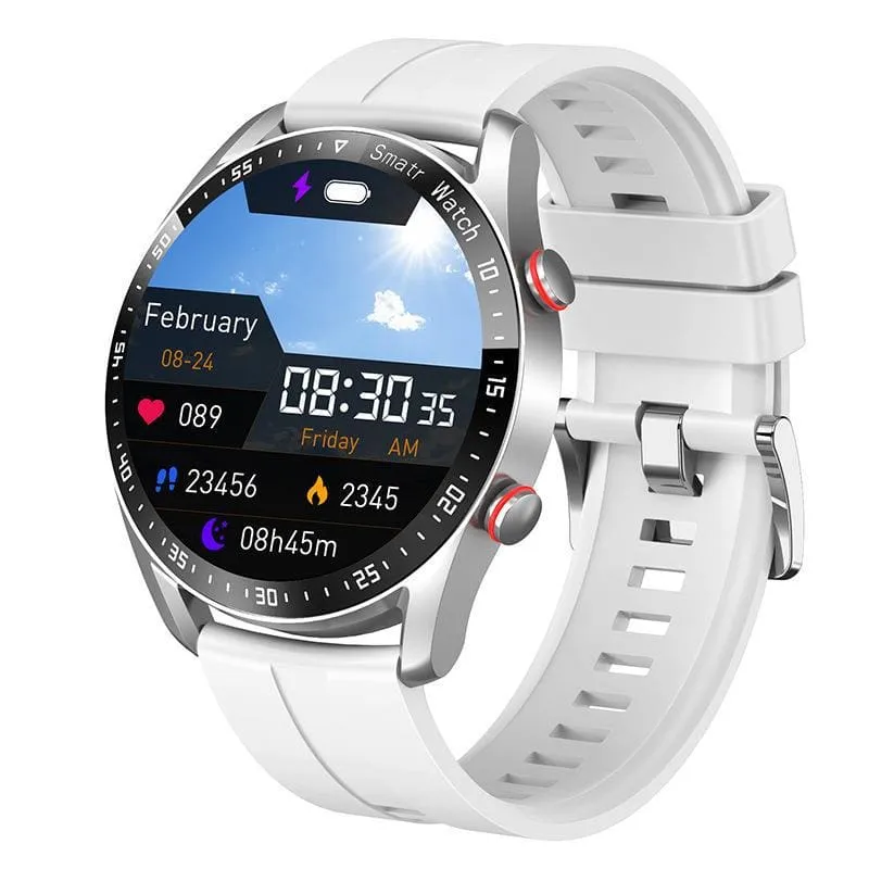 Sleek Stainless Steel Smart Watch Ecg Ppg with Large Bluetooth Screen