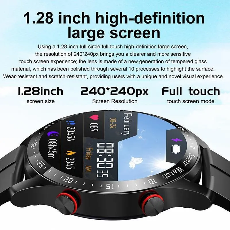 Sleek Stainless Steel Smart Watch Ecg Ppg with Large Bluetooth Screen