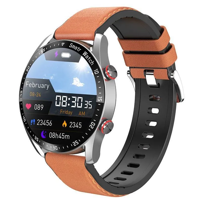 Sleek Stainless Steel Smart Watch Ecg Ppg with Large Bluetooth Screen