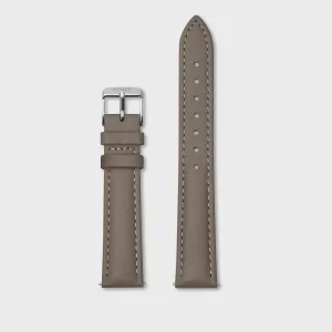 Strap 16 mm Leather Taupe, Silver Colour