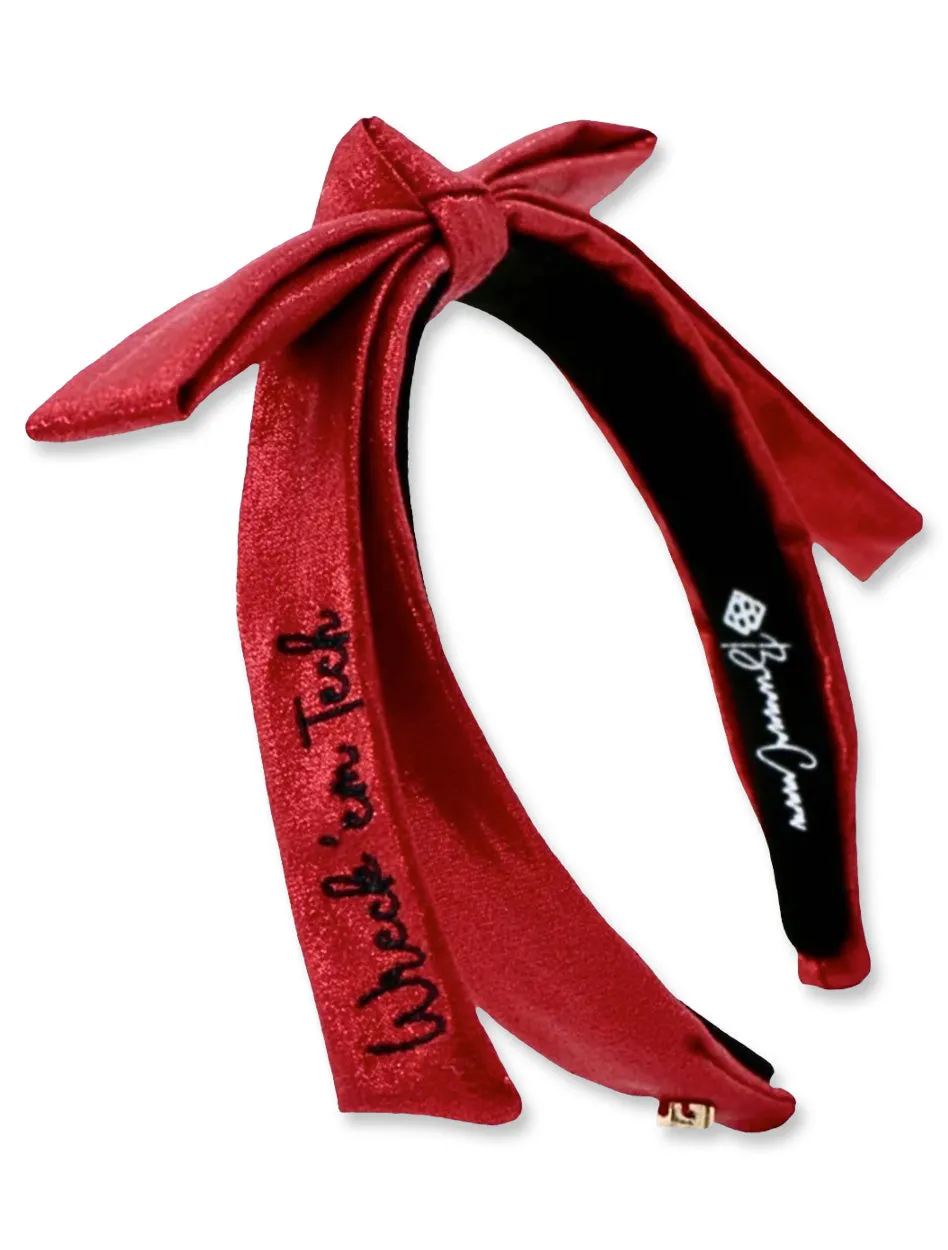 Texas Tech Brianna Cannon Thin Red Ribbon Embroidered Bow Headband