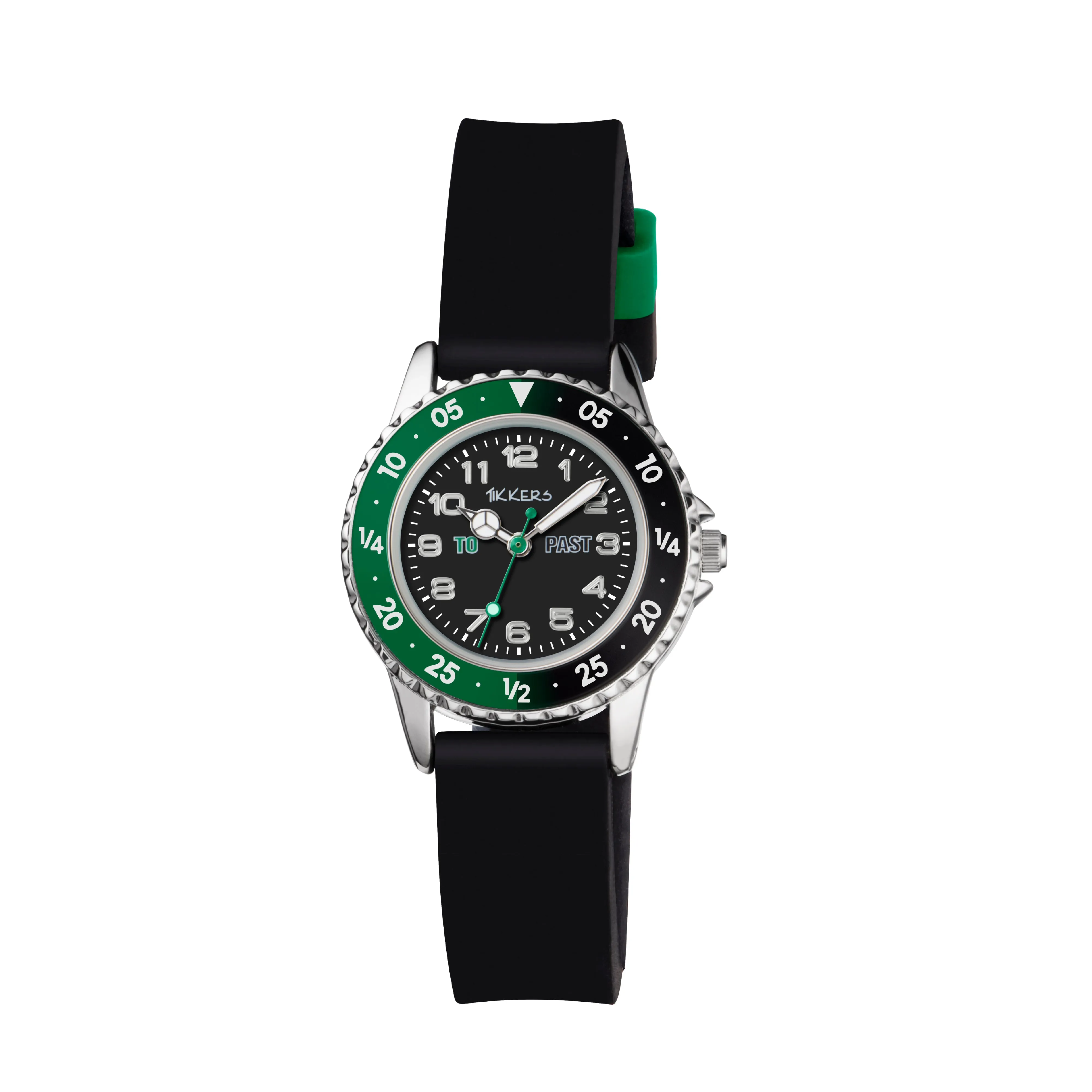 Tikkers Time Teacher Green & Black Silicone Watch TK0139