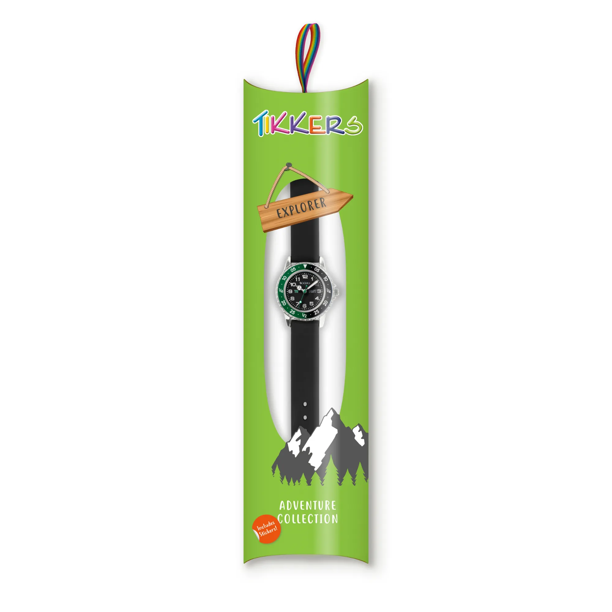 Tikkers Time Teacher Green & Black Silicone Watch TK0139