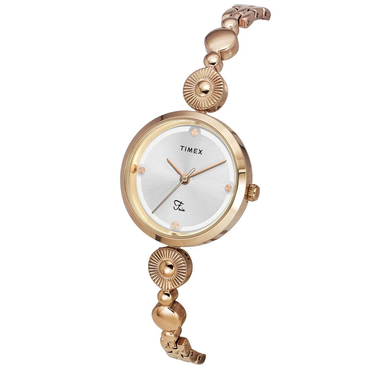 TIMEX Fria Women Silver Round Analog Brass Dial Watch- TWEL18202