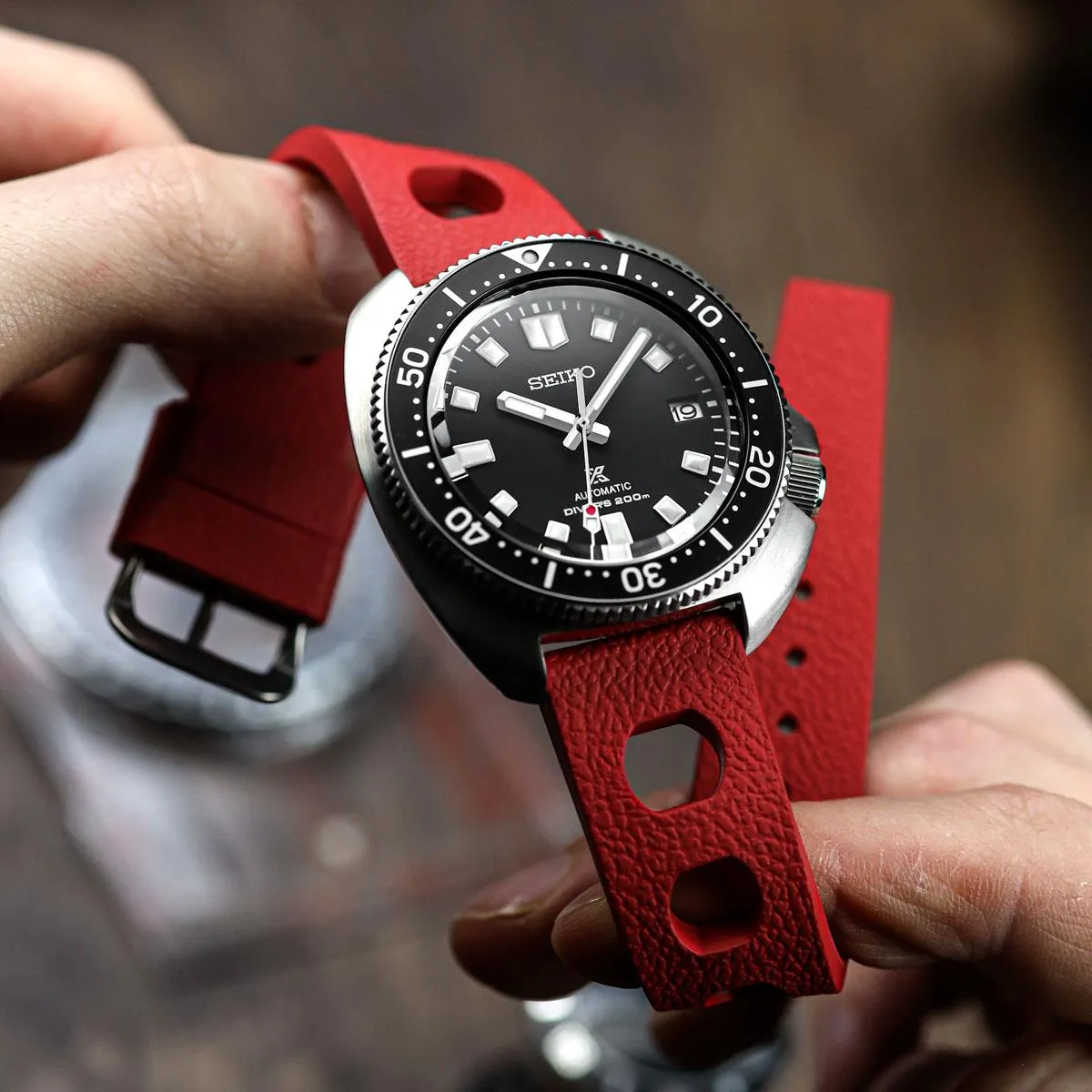 Tropical Regis FKM Rubber Watch Strap - Red