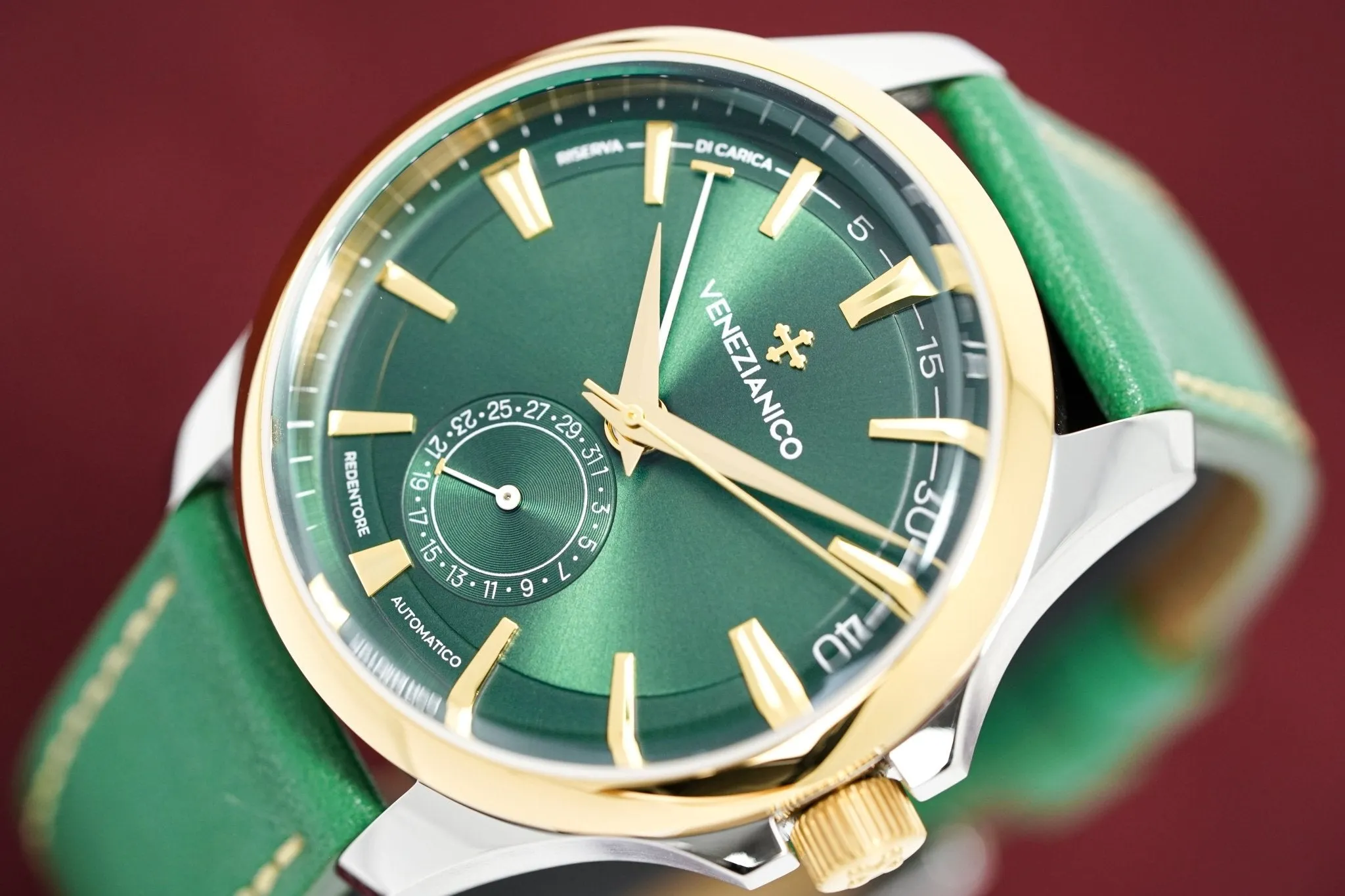 Venezianico Automatic Watch Redentore Riserva di Carica Green Leather 1321501